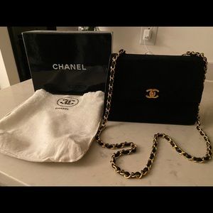 AUTH Vintage Chanel Suede Quilted Crossbody Bag